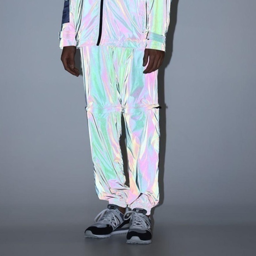ALEXANDER MCQUEEN Arcade Off-Zip Reflective Track Pants Silver